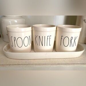 RaeDunn cutlery holder & tray.